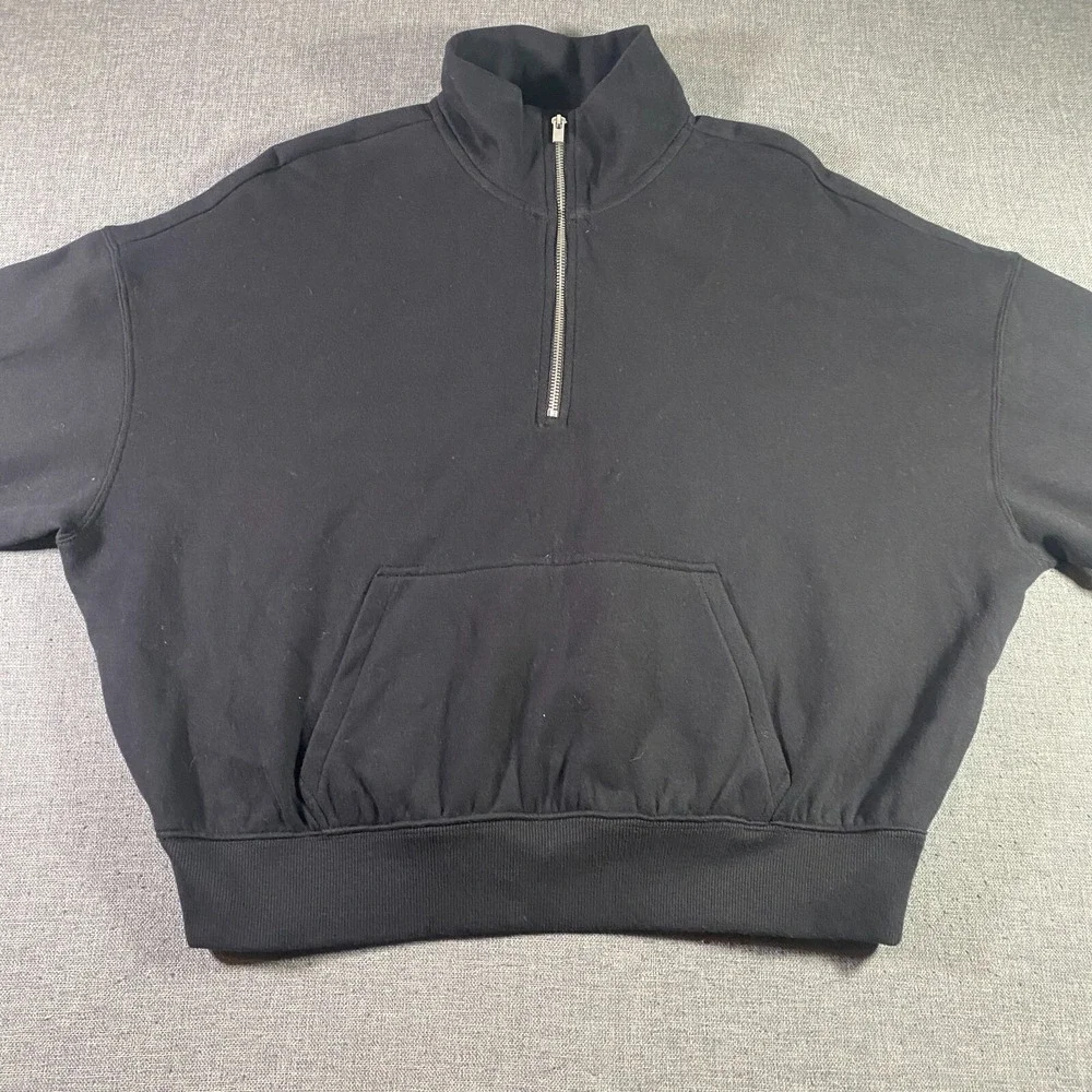 NWT Express 1/2 Zip Pullover Sweater Mens Size Medium Black‎ Lightweight Stretch